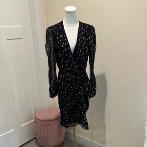 Elegant Black Embelished Dot Dress